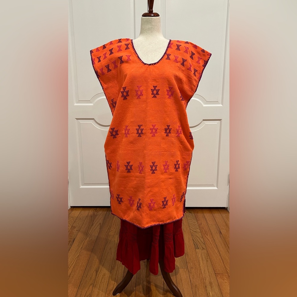 San Juan Colorado Huipil Mexican Kaftan made on backstrap loom. One of a Kind.